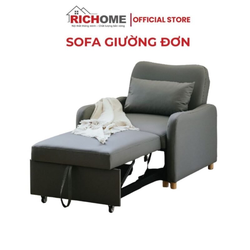 Ghế Sofa Giường Đơn Thông Minh RICHOME P-R-SF106GR - Sofa Bed Da PU Cao Cấp Chống Trầy Xước, Gấp Gọn Đa Năng