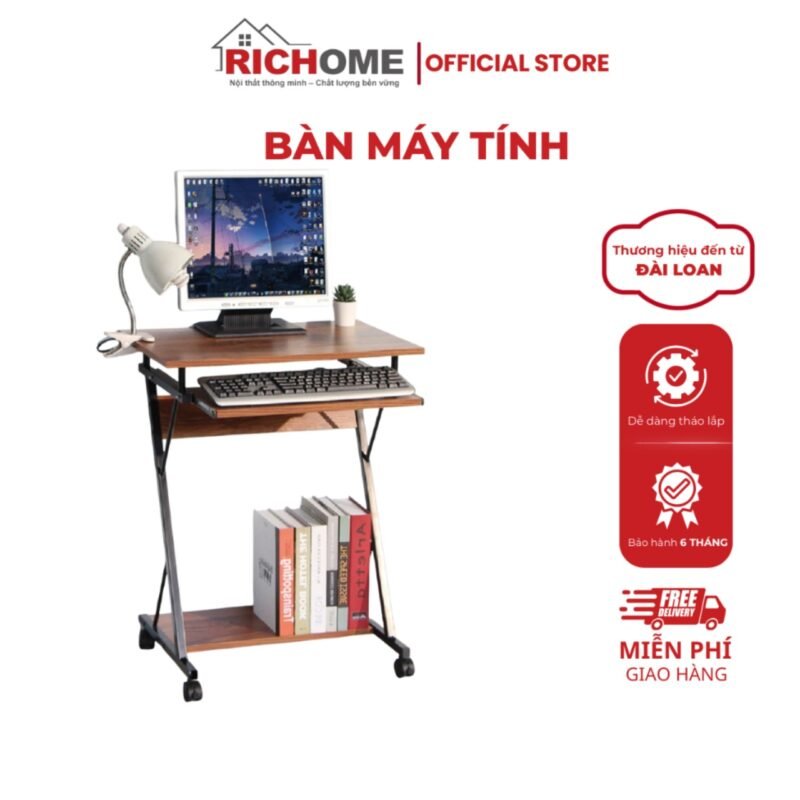 Bàn máy tính RICHOME B-d-PC306-1. Bàn làm việc, bàn văn phòng, bàn đa năng tích hợp ngăn để bàn phím.