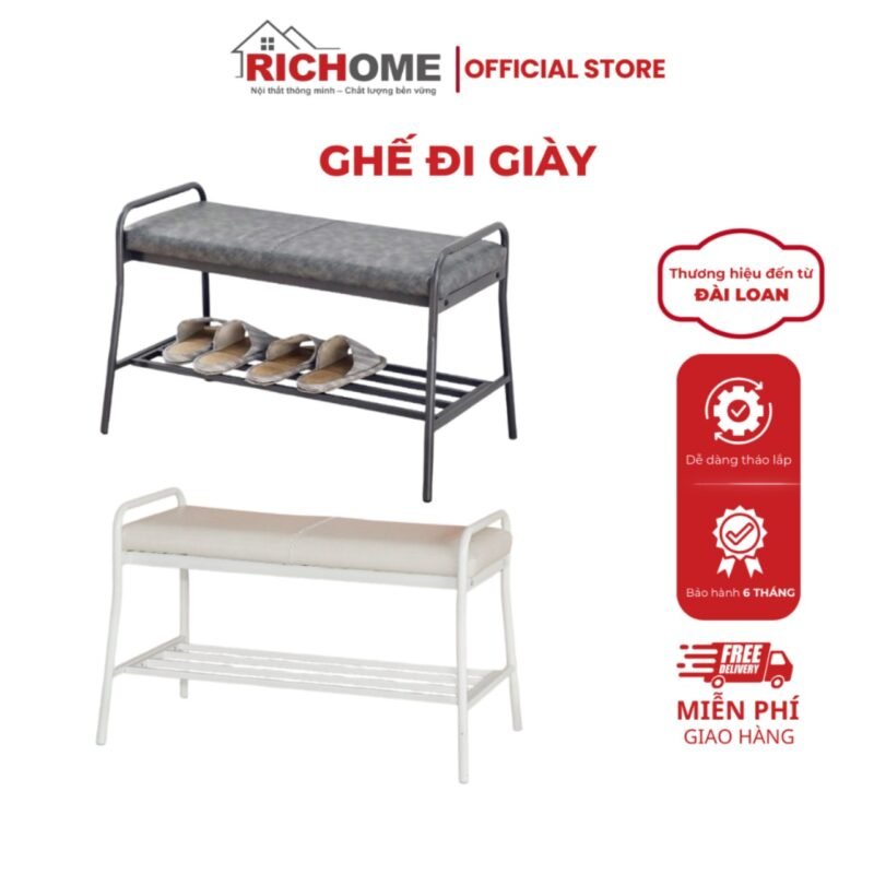 Kệ giày dép đa năng kết hợp ghế ngồi, kệ giày dép 2 tầng, giá để giày dép tiện lợi, chắc chắn - RICHOME SC228