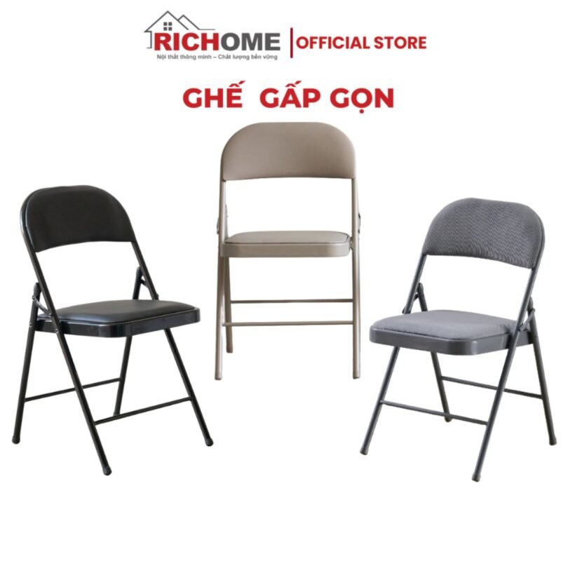 Ghế gấp gọn RICHOME I-R-CH1301BK/GR/CH1433GR. Ghế văn phòng, ghế hội trường, ghế học sinh. Bảo hành 6 tháng