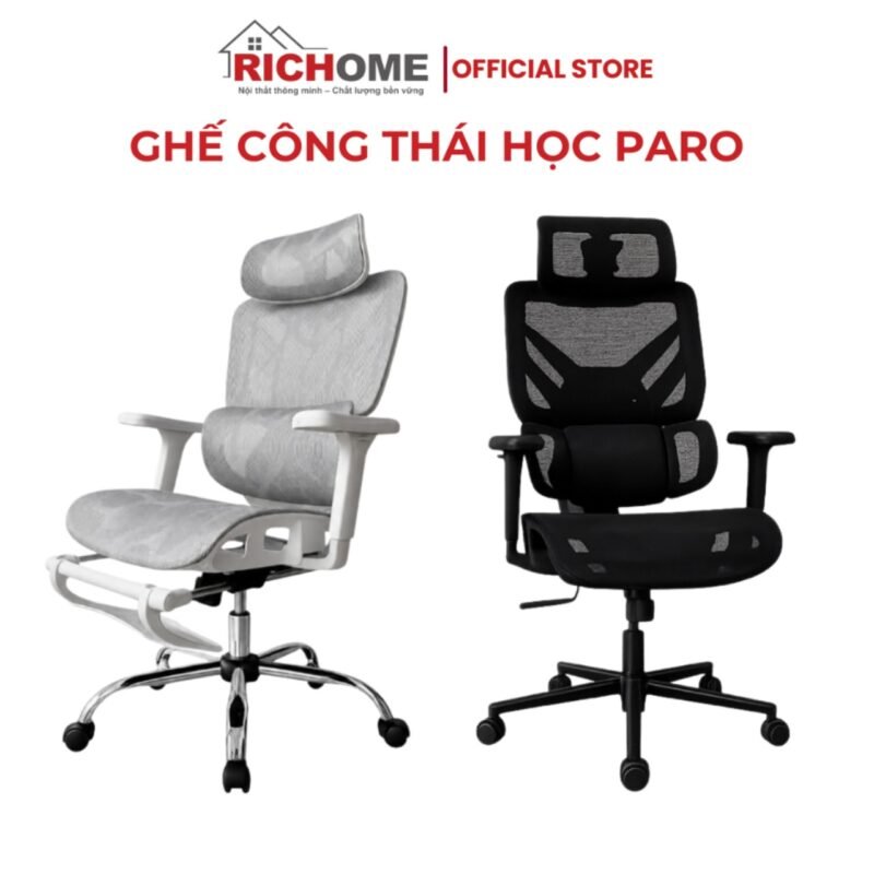 Ghế Công Thái Học Cao Cấp PARO I-R-CH1478/I-R-CH1477. Ghế Văn Phòng Ngả Lưng, Có Gác Chân. Bảo Hành 6 Tháng