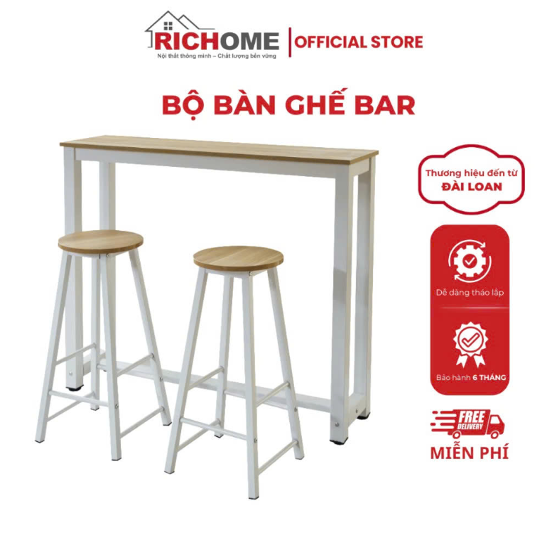 Bộ bàn cao & 02 ghế gỗ sang trọng, hiện đại RICHOME I-R-TA420W